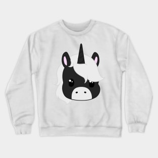 kawaii black and white unicorn Crewneck Sweatshirt